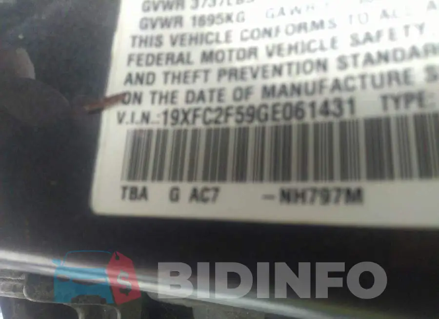 19XFC2F59GE061431 Photo# 9