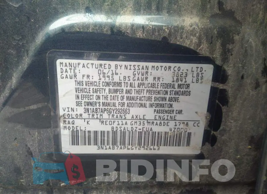 3N1AB7AP6GY292663 Photo# 9