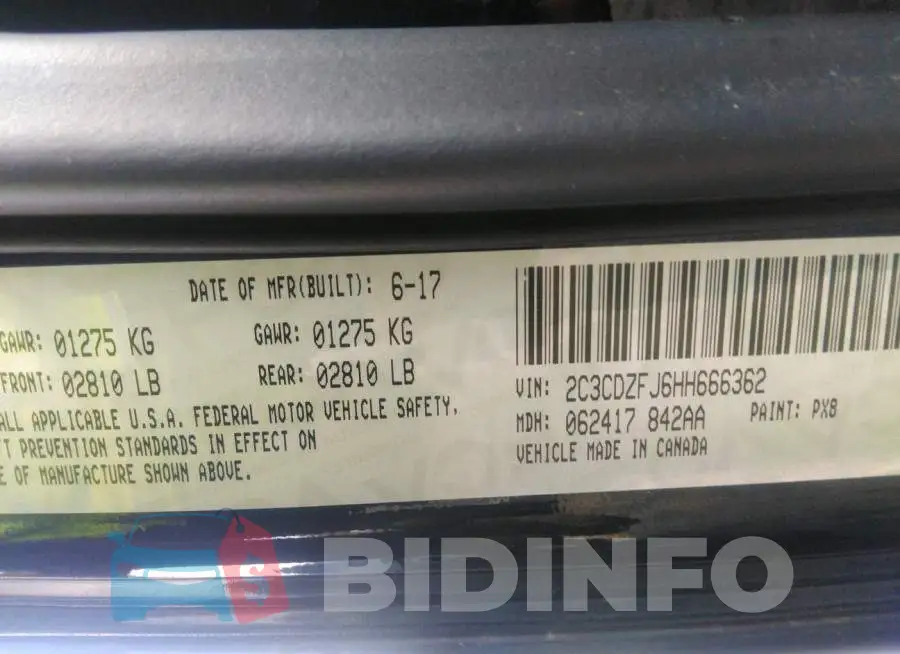 2C3CDZFJ6HH666362 Photo# 9