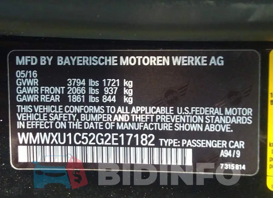 WMWXU1C52G2E17182 Photo# 9