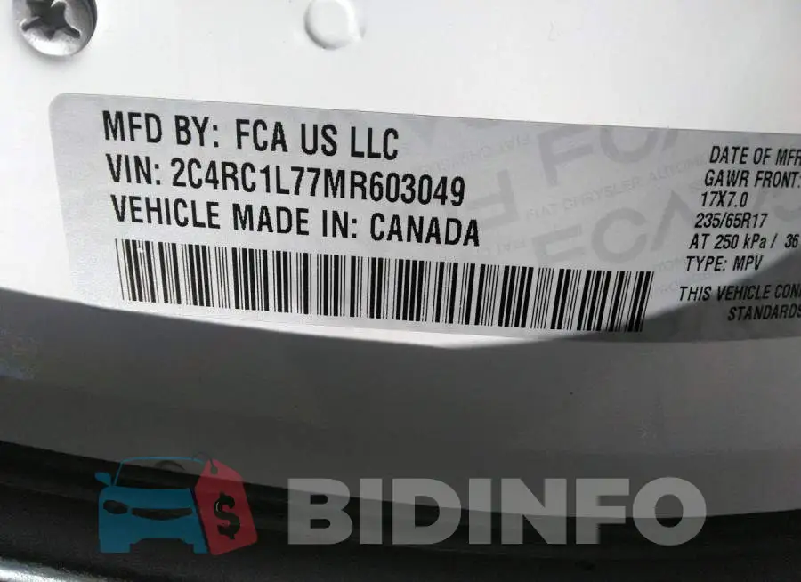 2C4RC1L77MR603049 Photo# 9