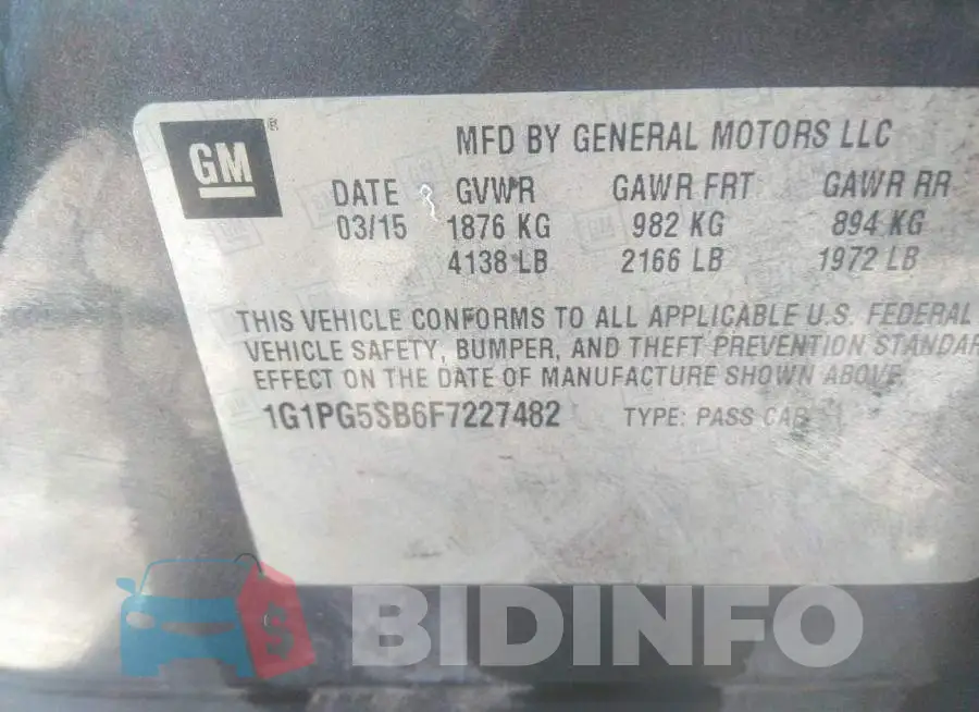 1G1PG5SB6F7227482 Photo# 9
