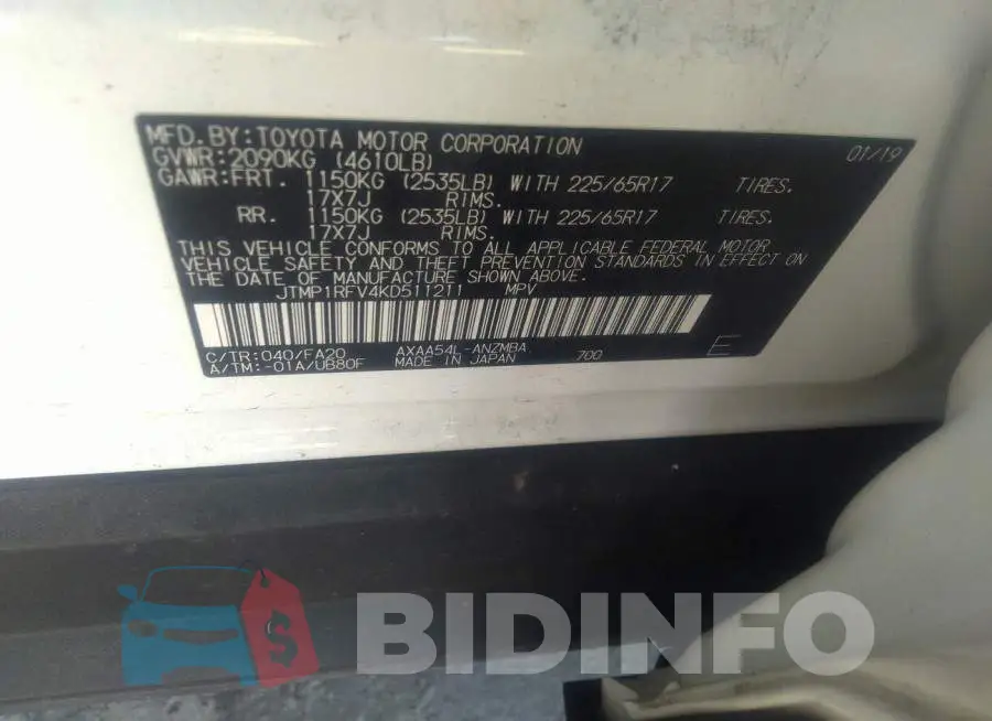 JTMP1RFV4KD511211 Photo# 9
