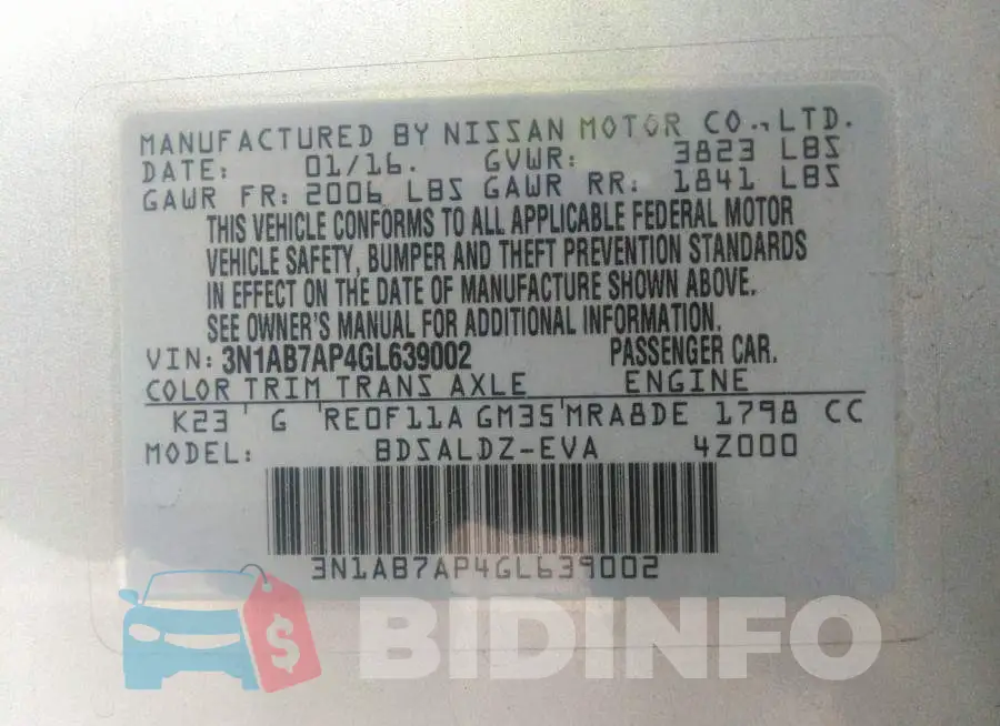 3N1AB7AP4GL639002 Photo# 9