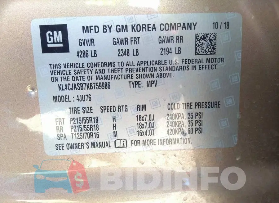 KL4CJASB7KB759986 Photo# 9
