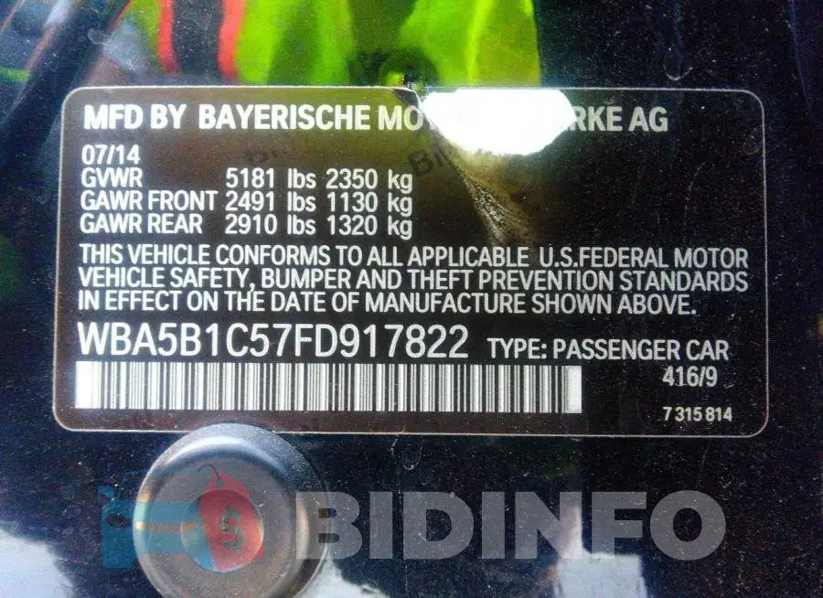 WBA5B1C57FD917822 Photo# 9