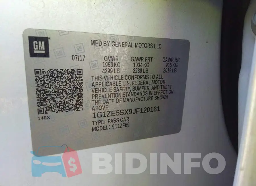 1G1ZE5SX9JF120161 Photo# 9
