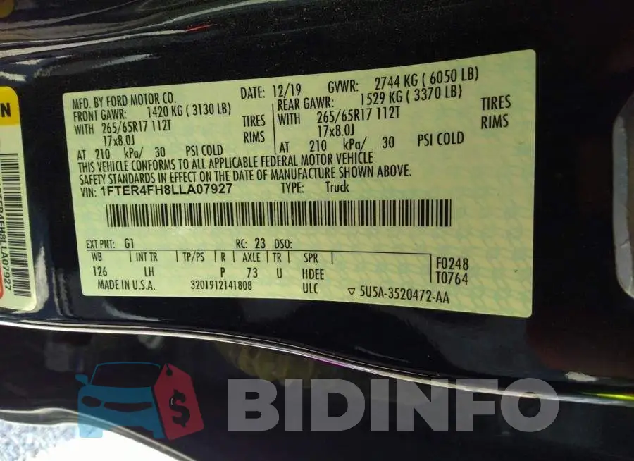 1FTER4FH8LLA07927 Photo# 9