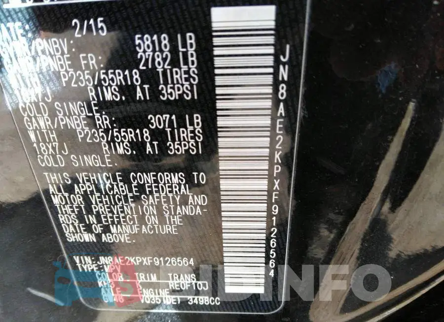 JN8AE2KPXF9126564 Photo# 9
