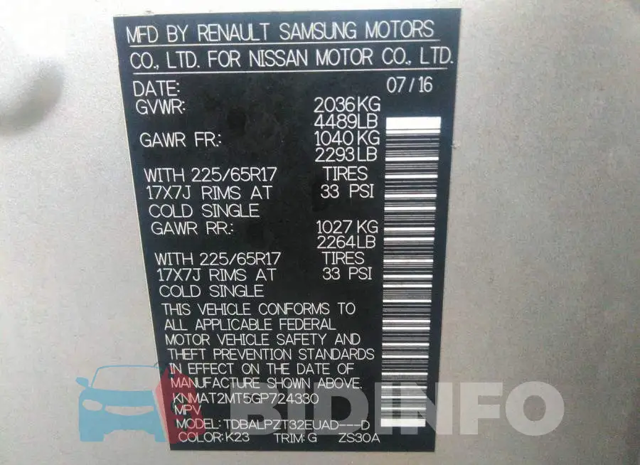 KNMAT2MT5GP724330 Photo# 9