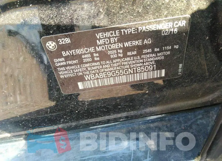 WBA8E9G55GNT85091 Photo# 9
