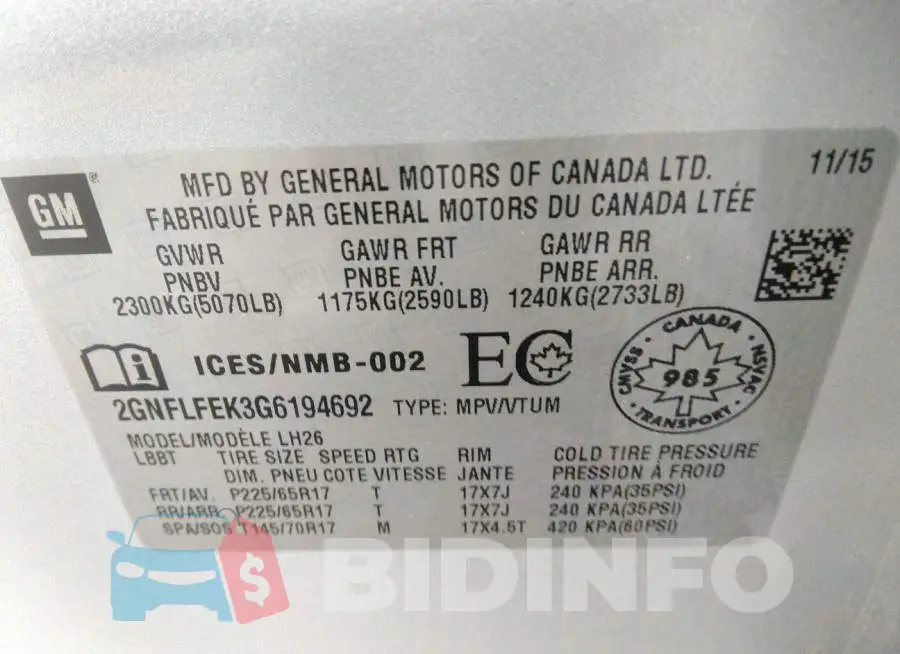 2GNFLFEK3G6194692 Photo# 9