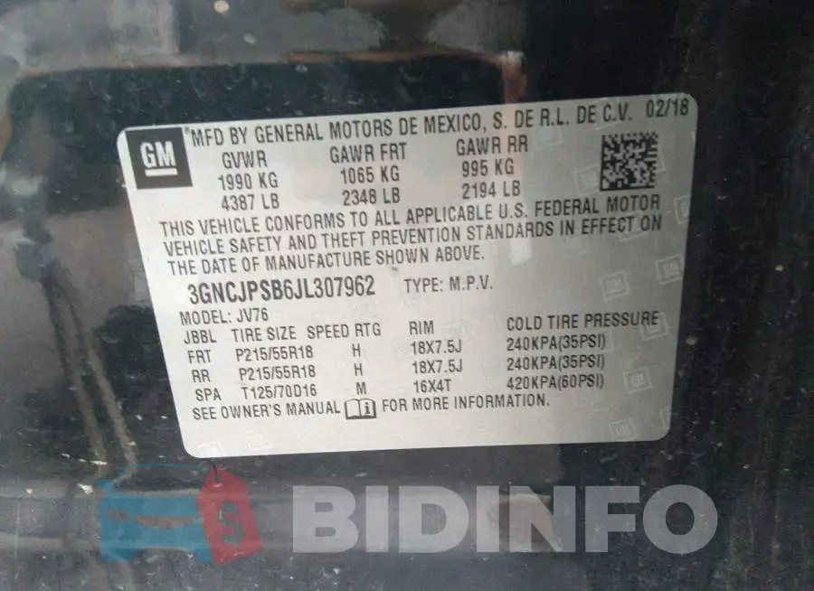 3GNCJPSB6JL307962 Photo# 9