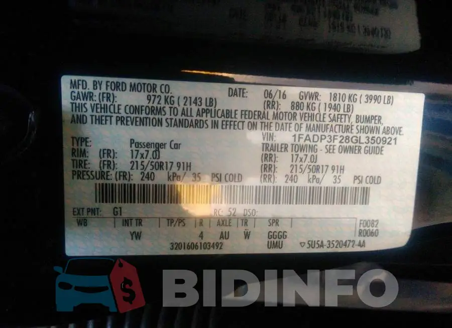 1FADP3F28GL350921 Photo# 9