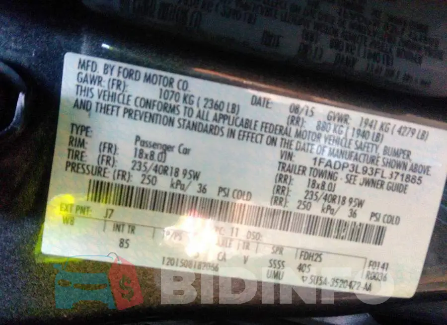 1FADP3L93FL371885 Photo# 9