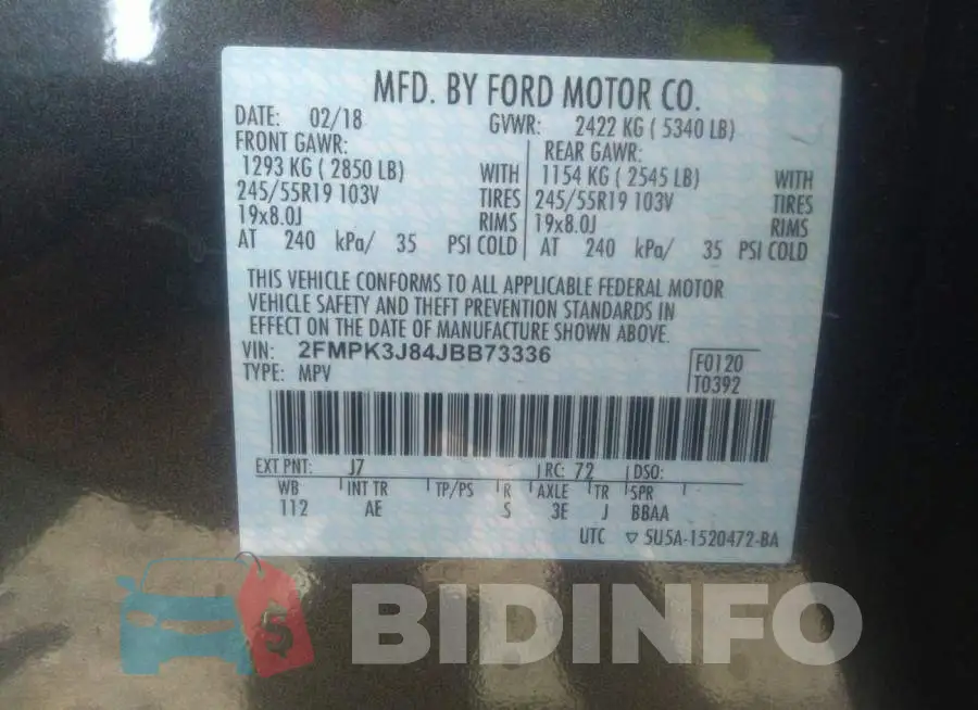 2FMPK3J84JBB73336 Photo# 9