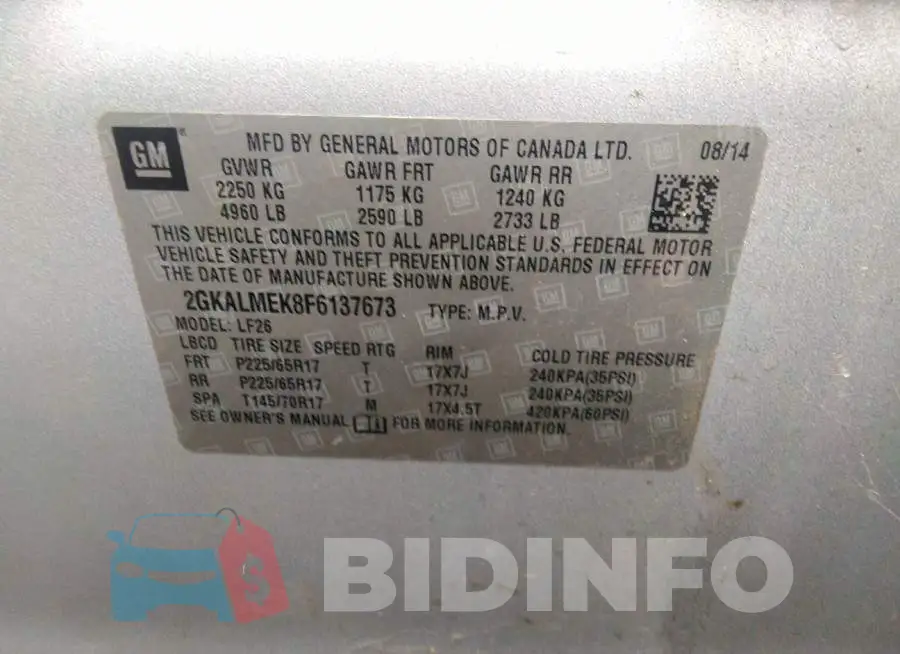 2GKALMEK8F6137673 Photo# 9