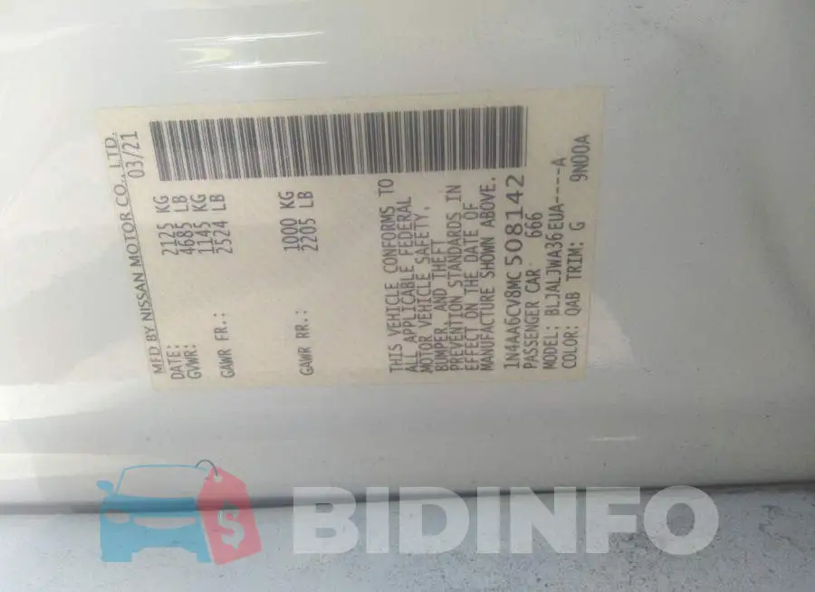 1N4AA6CV8MC508142 Photo# 9
