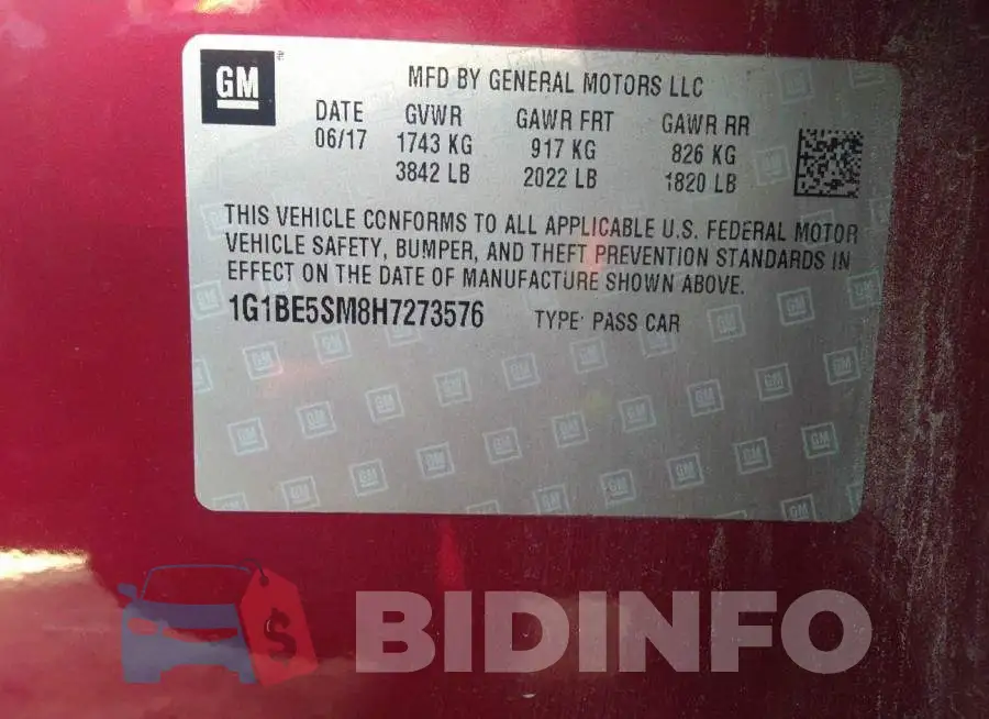 1G1BE5SM8H7273576 Photo# 9