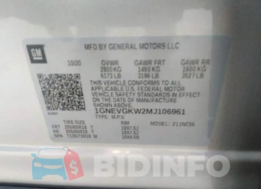 1GNEVGKW2MJ106961 Photo# 9