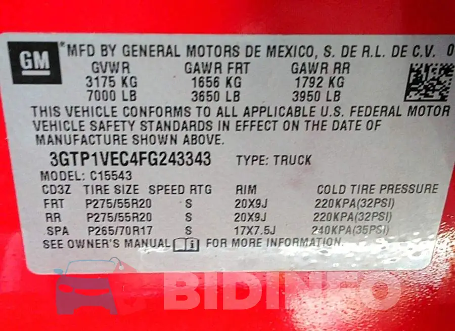 3GTP1VEC4FG243343 Photo# 9