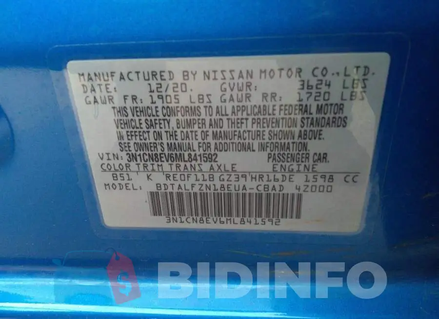 3N1CN8EV6ML841592 Photo# 9