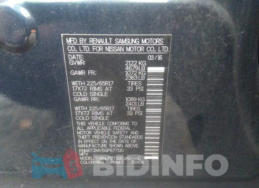 KNMAT2MV5GP677110 Photo# 9