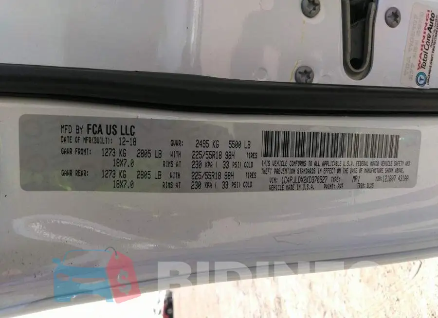 1C4PJLDX2KD370527 Photo# 9