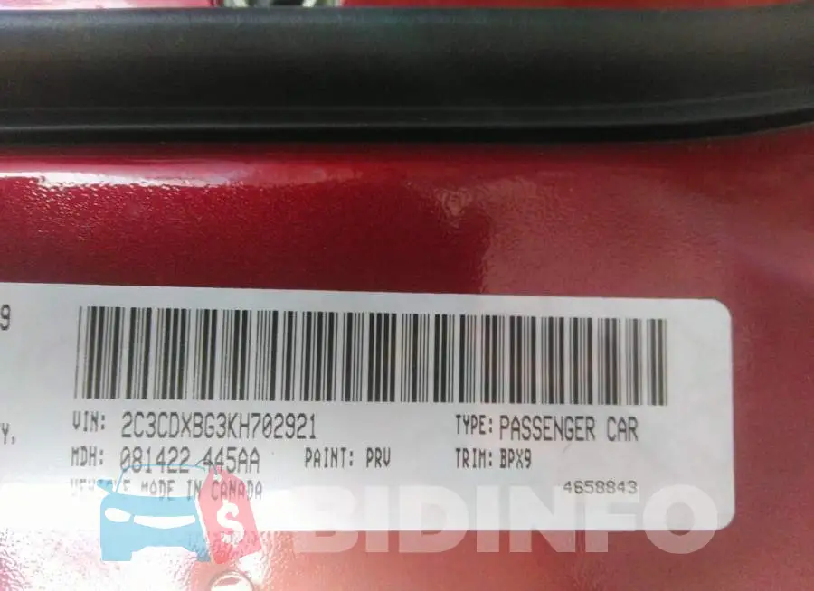 2C3CDXBG3KH702921 Photo# 9