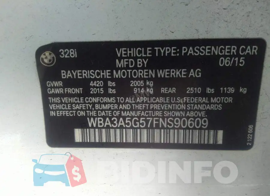 WBA3A5G57FNS90609 Photo# 9