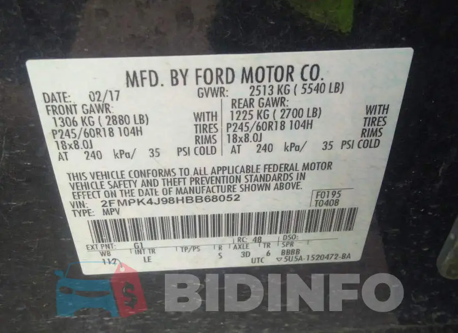 2FMPK4J98HBB68052 Photo# 9