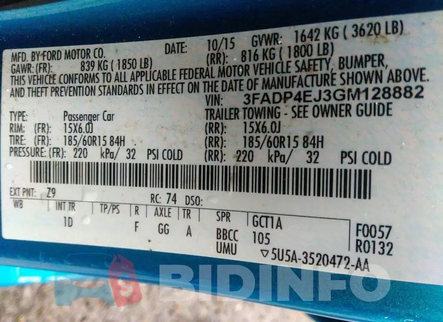 3FADP4EJ3GM128882 Photo# 9