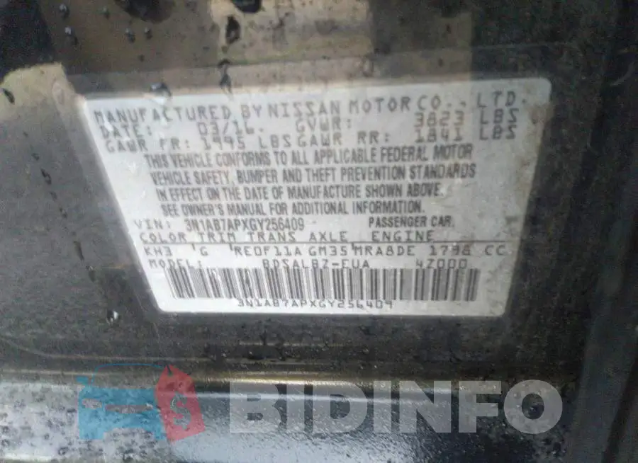 3N1AB7APXGY256409 Photo# 9
