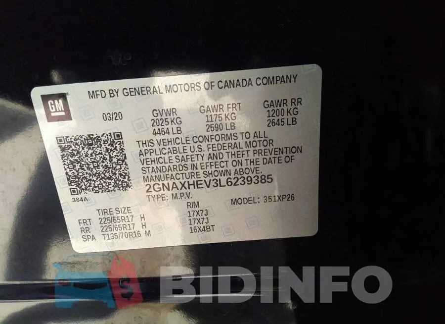 2GNAXHEV3L6239385 Photo# 9
