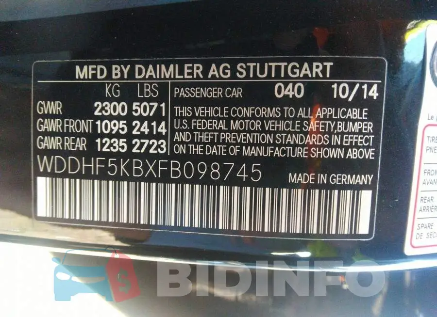 WDDHF5KBXFB098745 Photo# 9