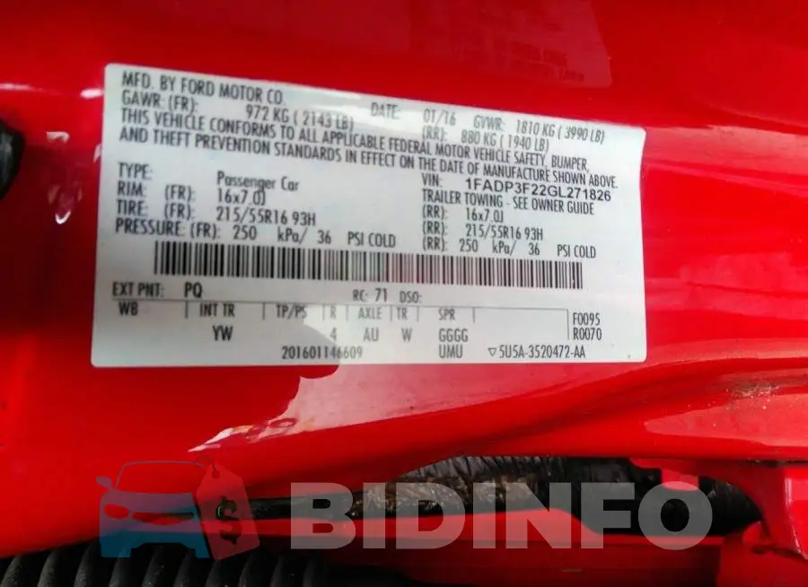 1FADP3F22GL271826 Photo# 9