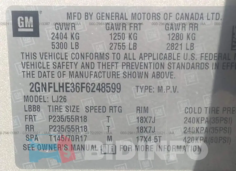 2GNFLHE36F6248599 Photo# 9