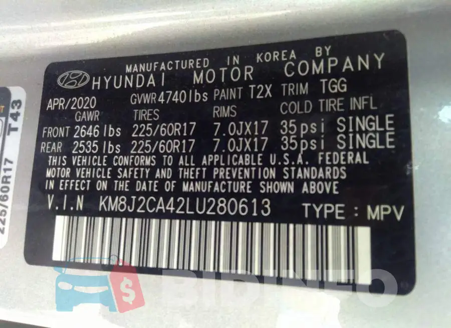 KM8J2CA42LU280613 Photo# 9