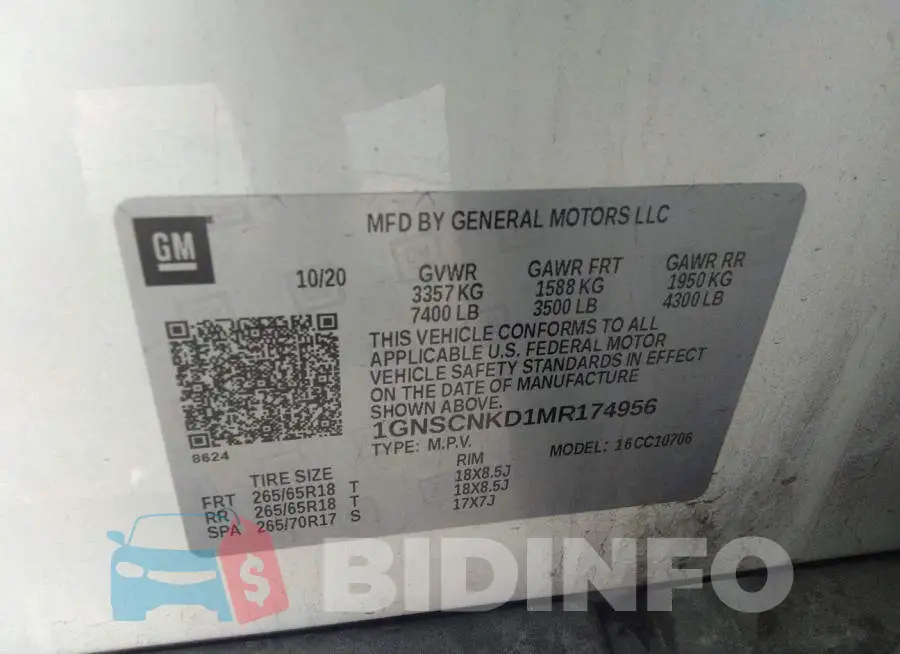 1GNSCNKD1MR174956 Photo# 9