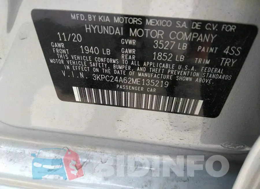 3KPC24A62ME135219 Photo# 9