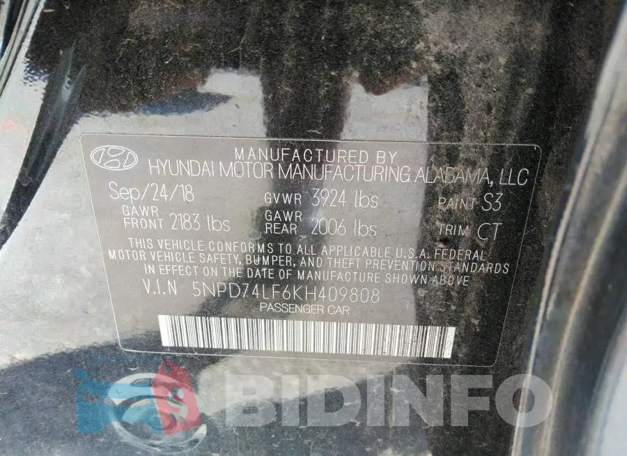 5NPD74LF6KH409808 Photo# 9