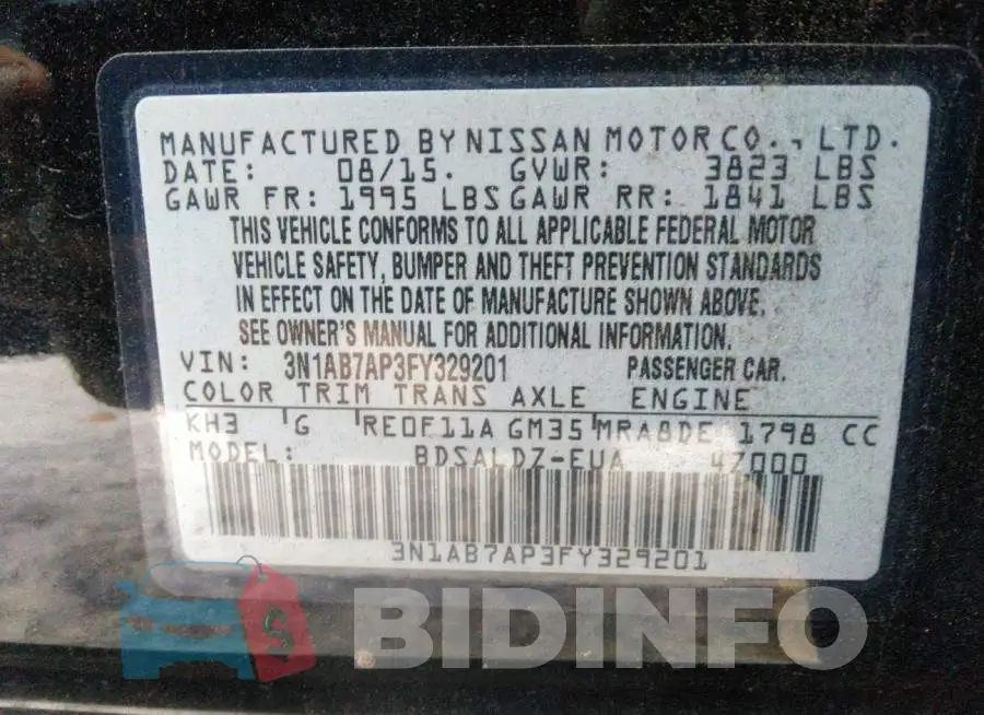 3N1AB7AP3FY329201 Photo# 9