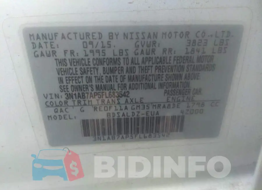 3N1AB7AP5FL683542 Photo# 9