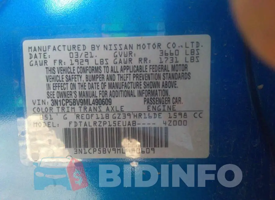 3N1CP5BV9ML490609 Photo# 9