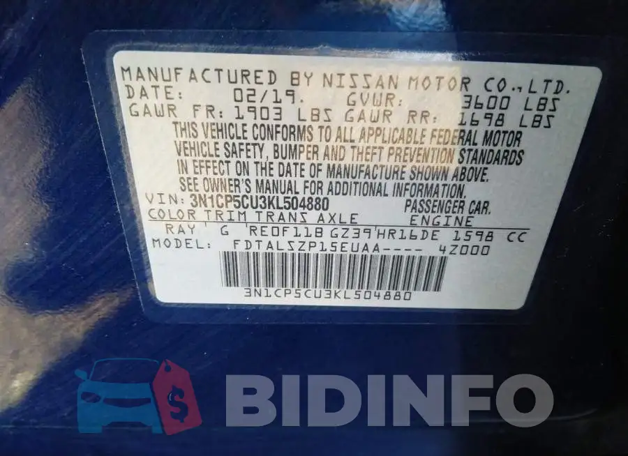 3N1CP5CU3KL504880 Photo# 9
