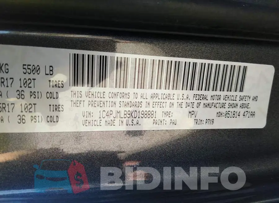 1C4PJMLB9KD198881 Photo# 9