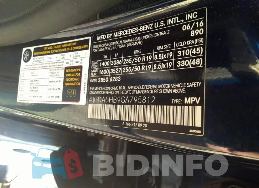 4JGDA5HB9GA795812 Photo# 9