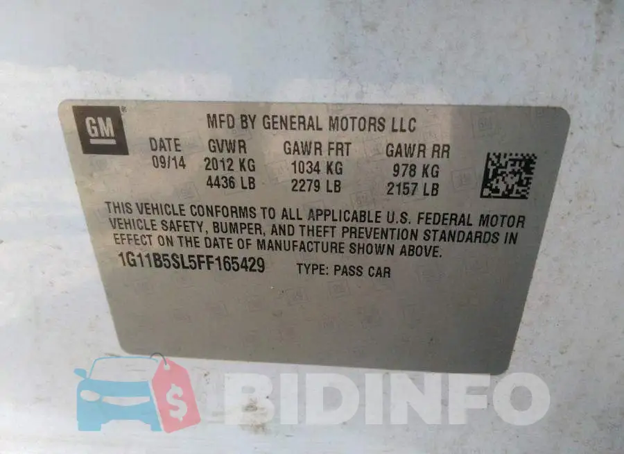 1G11B5SL5FF165429 Photo# 9