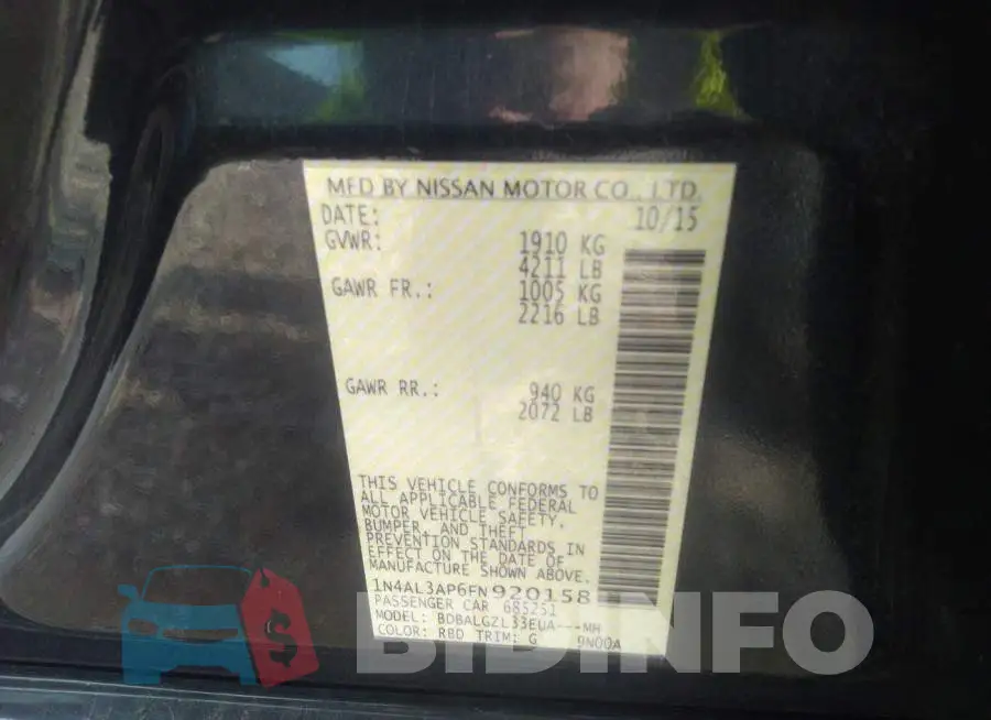 1N4AL3AP6FN920158 Photo# 9