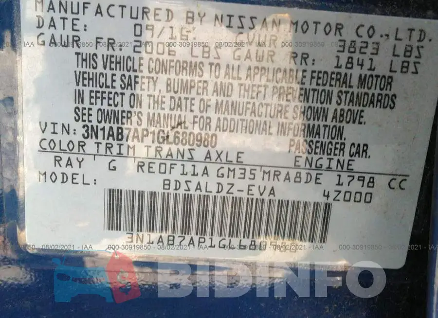 3N1AB7AP1GL680980 Photo# 9